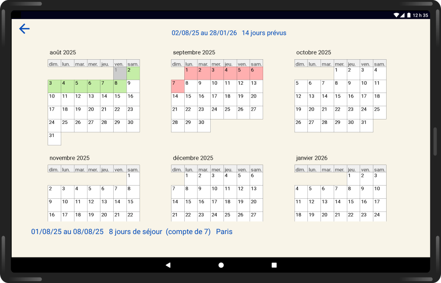 calendar view